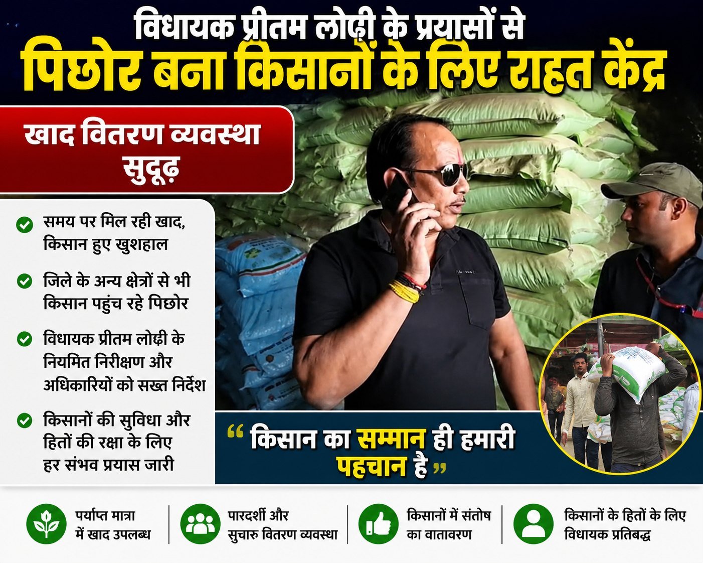 पिछोर बना किसानों का 'खाद हब', विधायक प्रीतम लोधी के औचक निरीक्षण से मचा हड़कंप